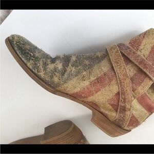 Modern Vice NYC distressed leather American Flag ankle boots booties Sz 8.5 39